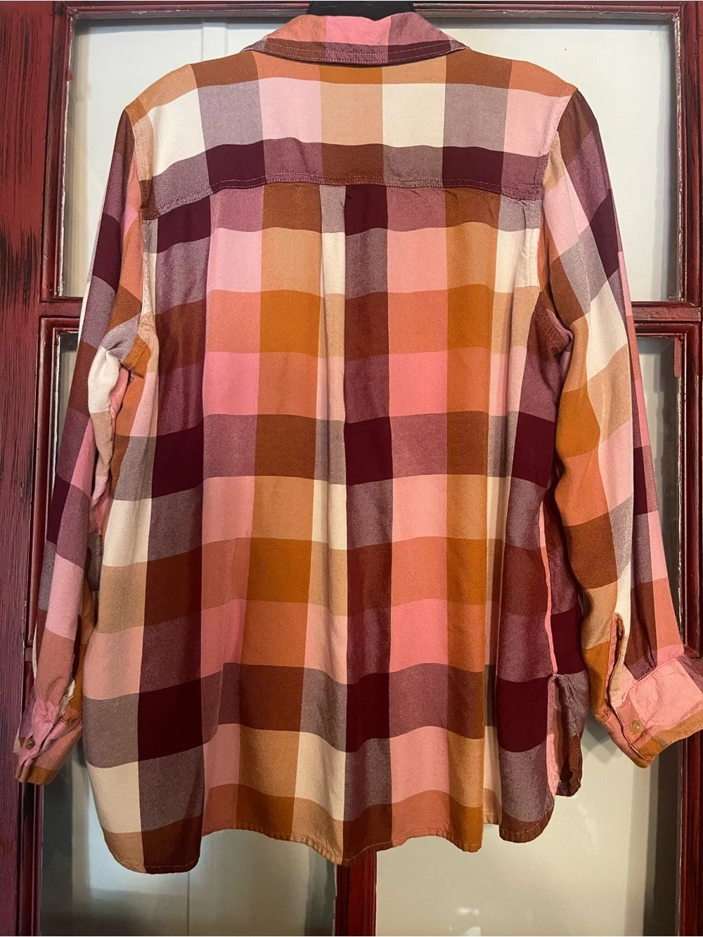 Old Navy Plaid Button-Front Women’s Shirt - Pink & Brown